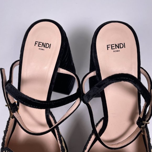FENDI Ivory Raffia Black Velvet 'Promenades' - Picture 11 of 11